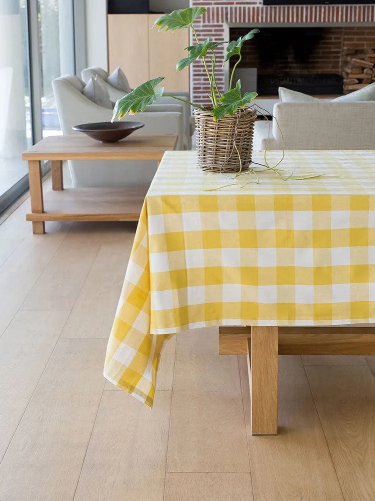 Linen House Revana Check Yellow Tablecloth