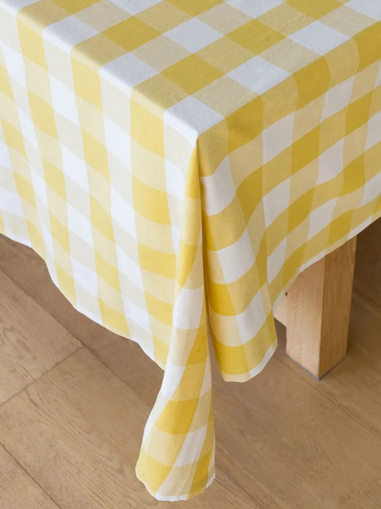 Linen House Revana Check Yellow Tablecloth