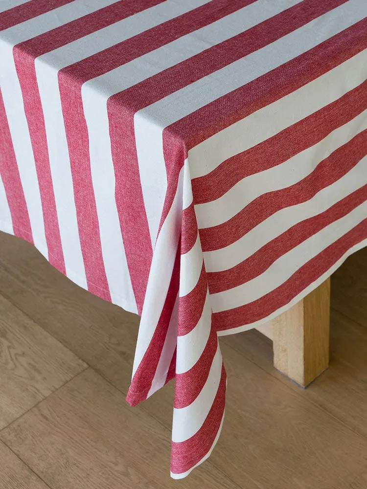 Linen House Revana Stripe Red Tablecloth