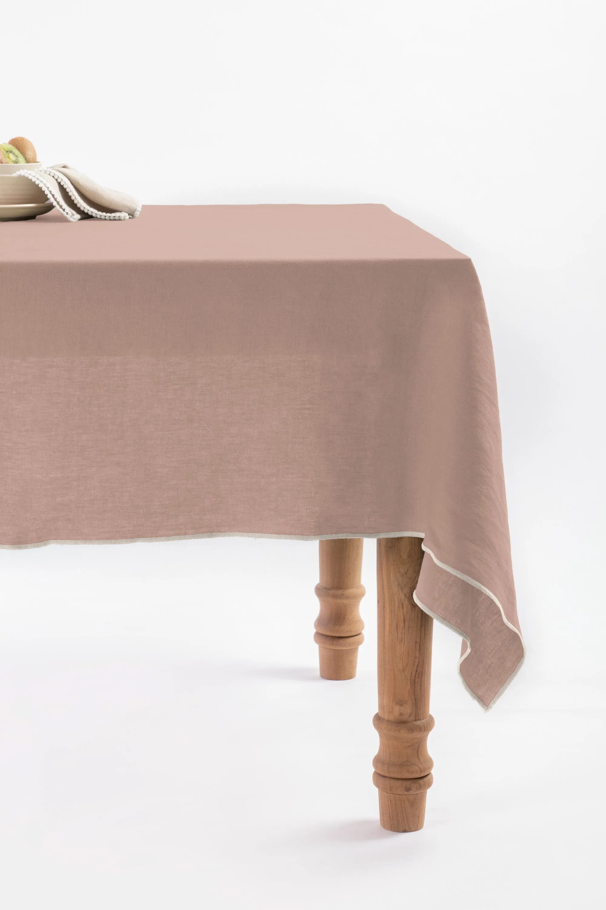 Linen Natural Needled Tablecloth-Caramel Brown