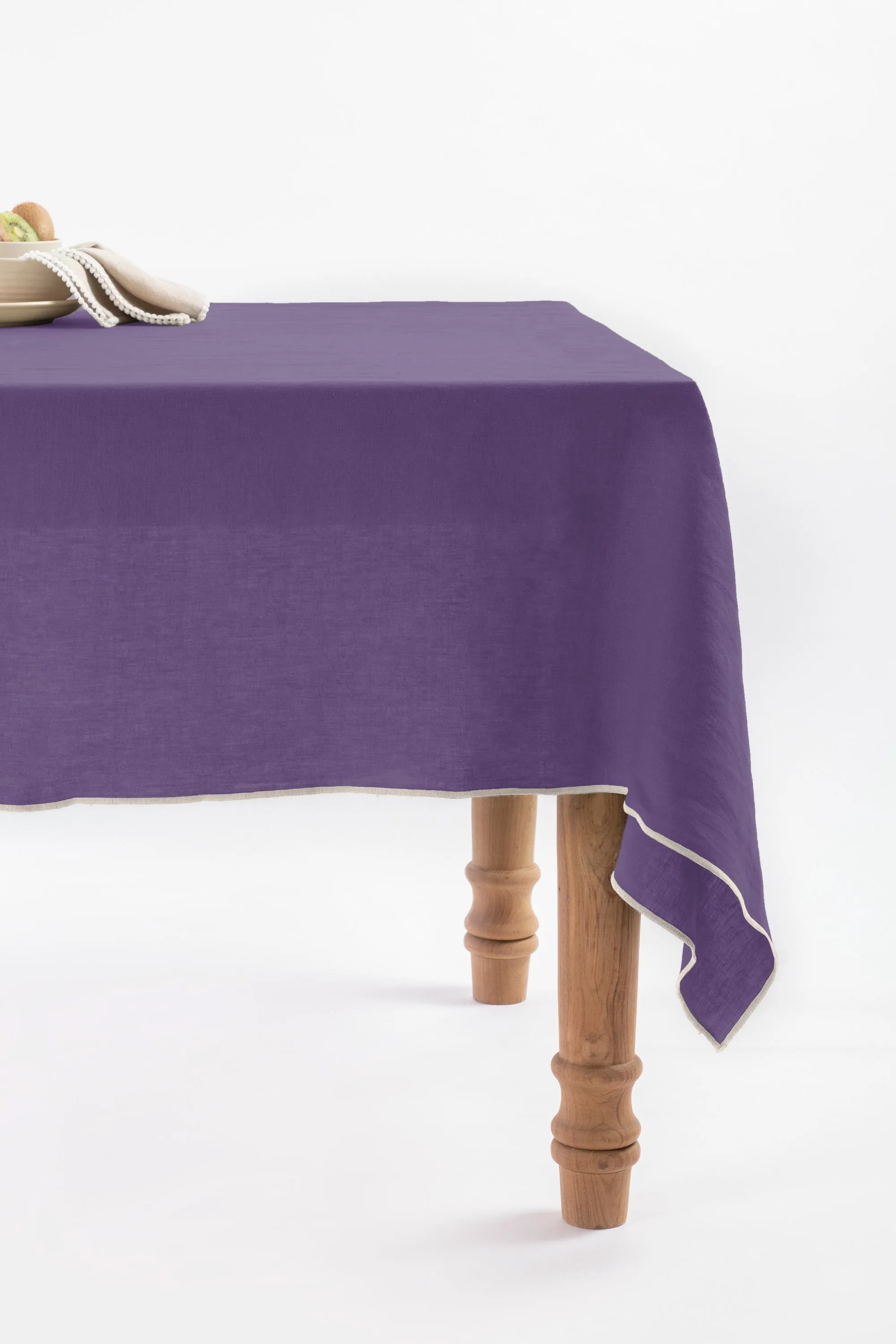 Linen Natural Needled Tablecloth-Caramel Brown
