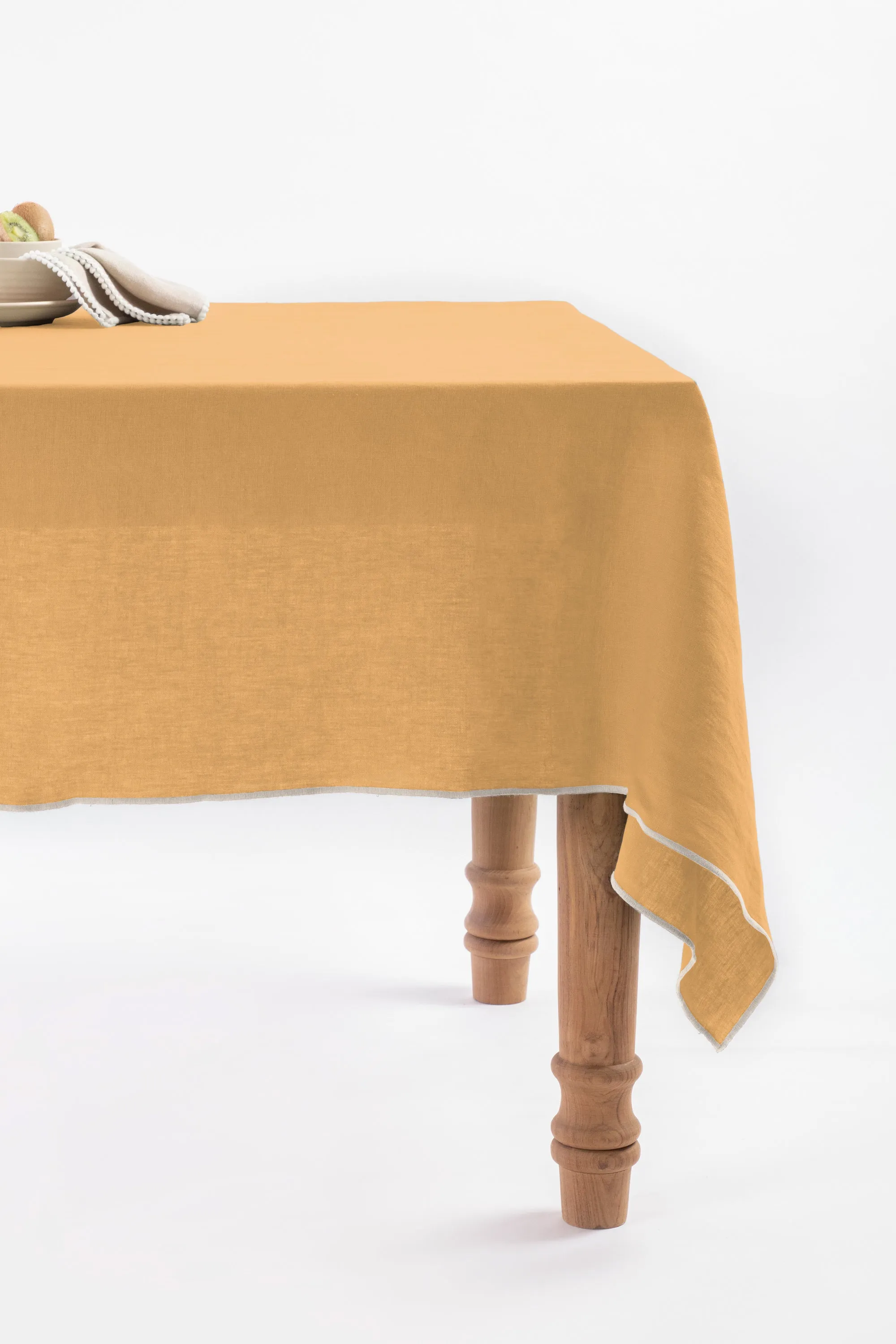 Linen Natural Needled Tablecloth-Caramel Brown