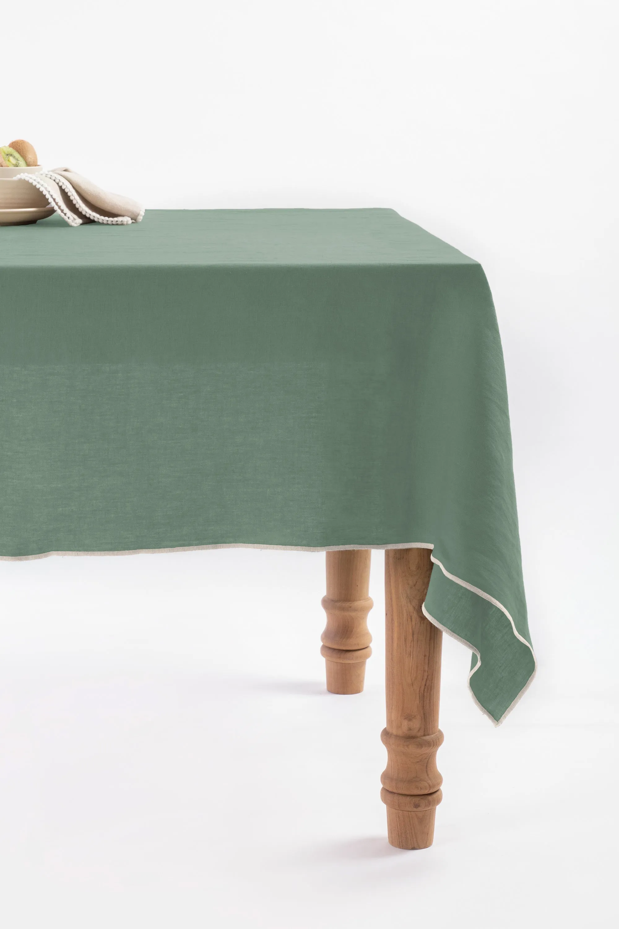 Linen Natural Needled Tablecloth-Caramel Brown
