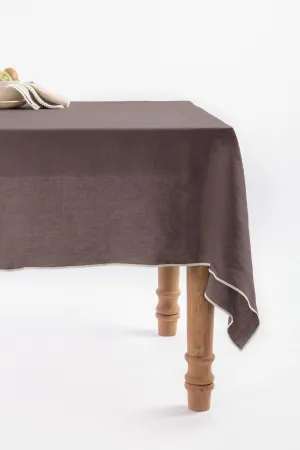 Linen Natural Needled Tablecloth-Caramel Brown