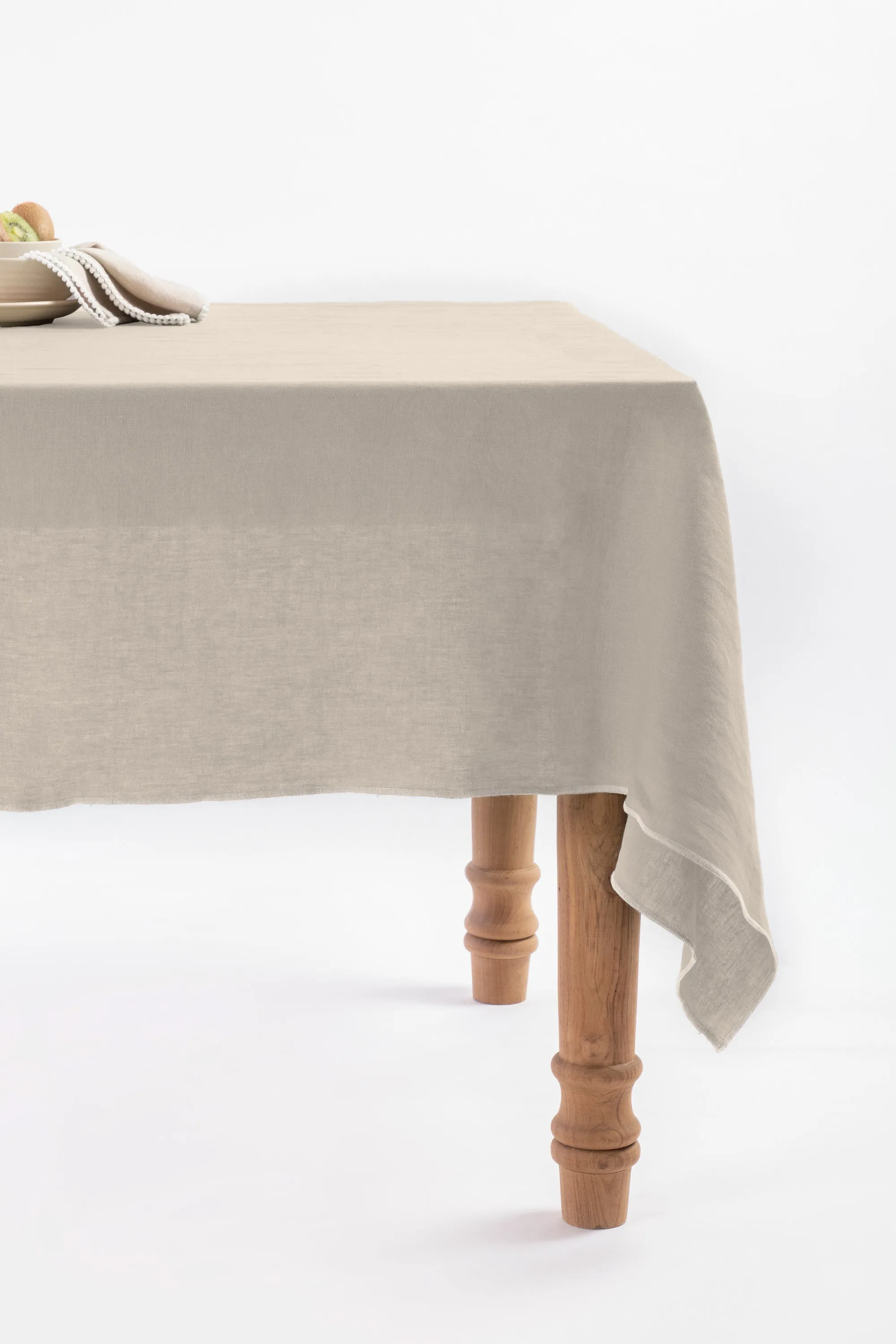 Linen Natural Needled Tablecloth-Caramel Brown
