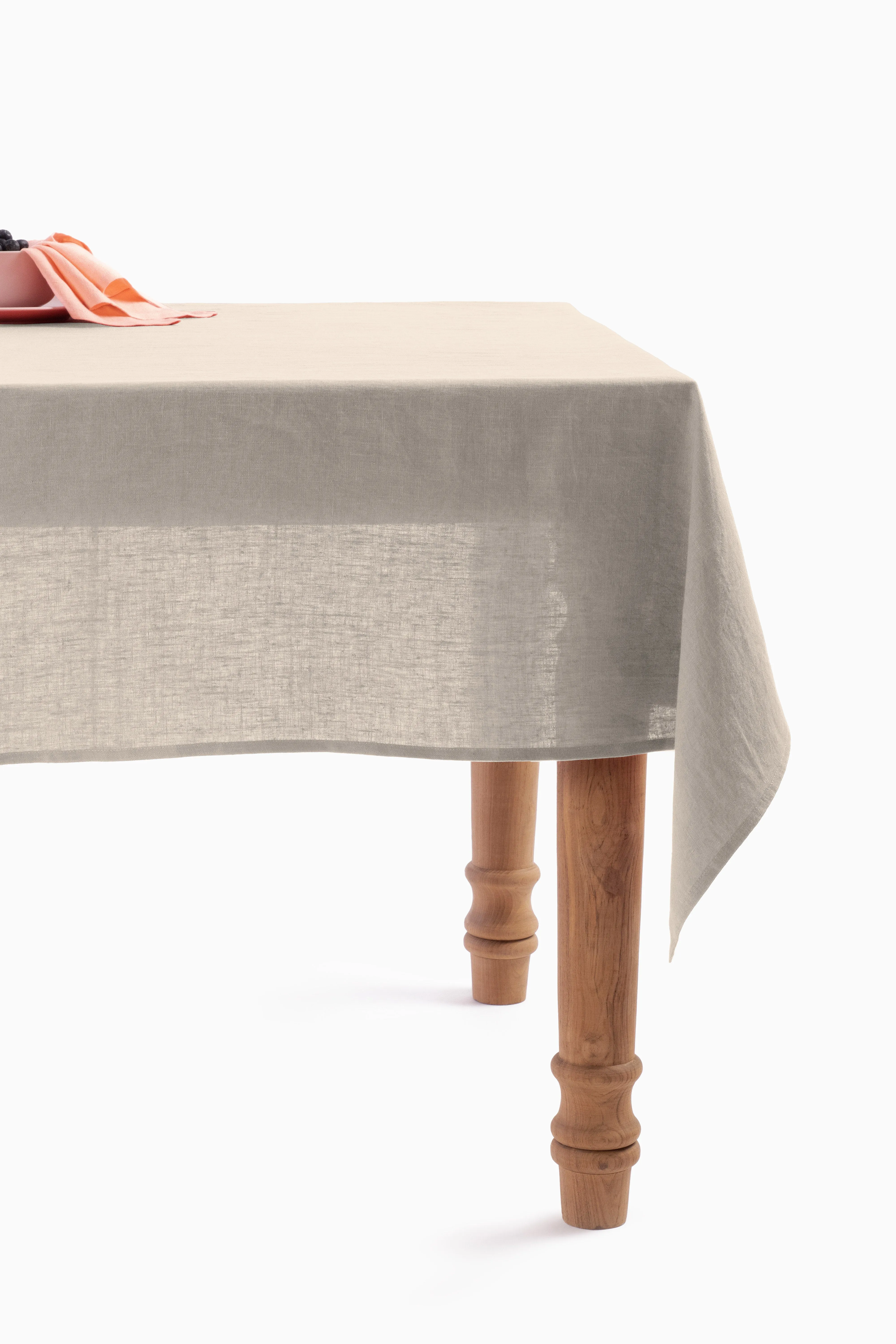 Linen Slumber Solid Tablecloth-Charcoal Grey