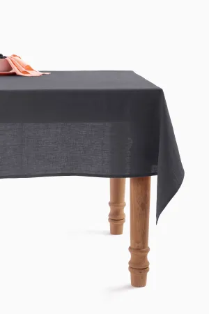 Linen Slumber Solid Tablecloth-Charcoal Grey