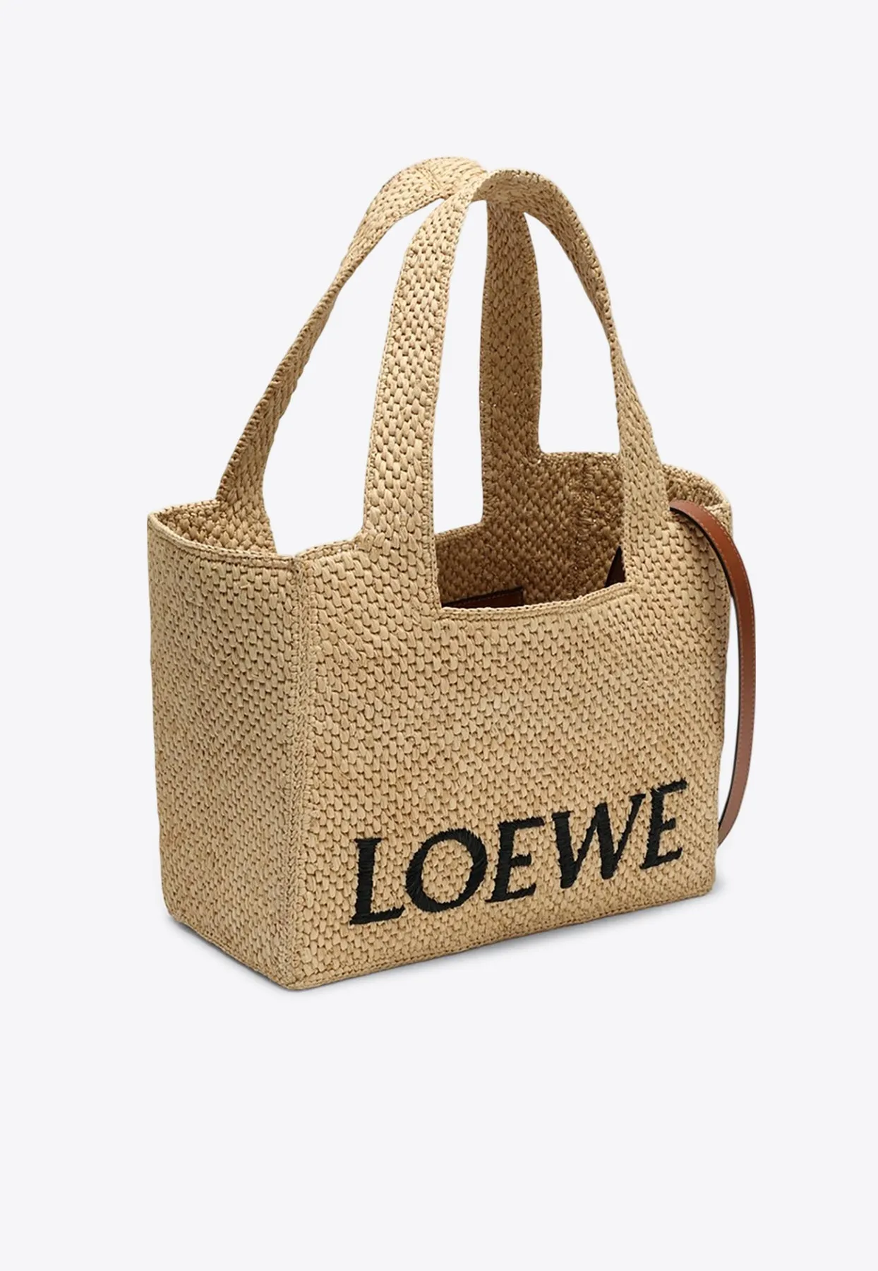 Logo Font Raffia Tote Bag