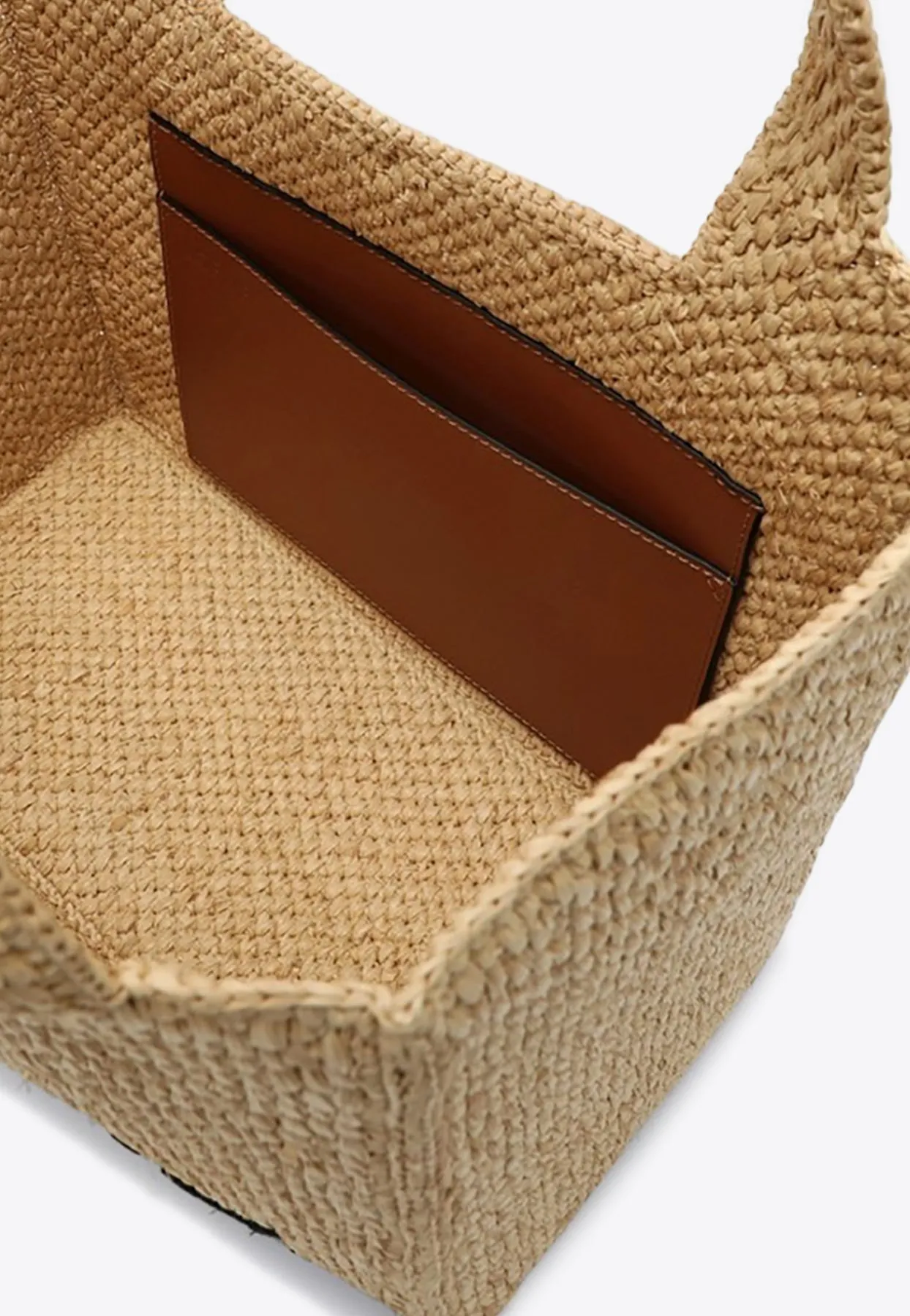 Logo Font Raffia Tote Bag