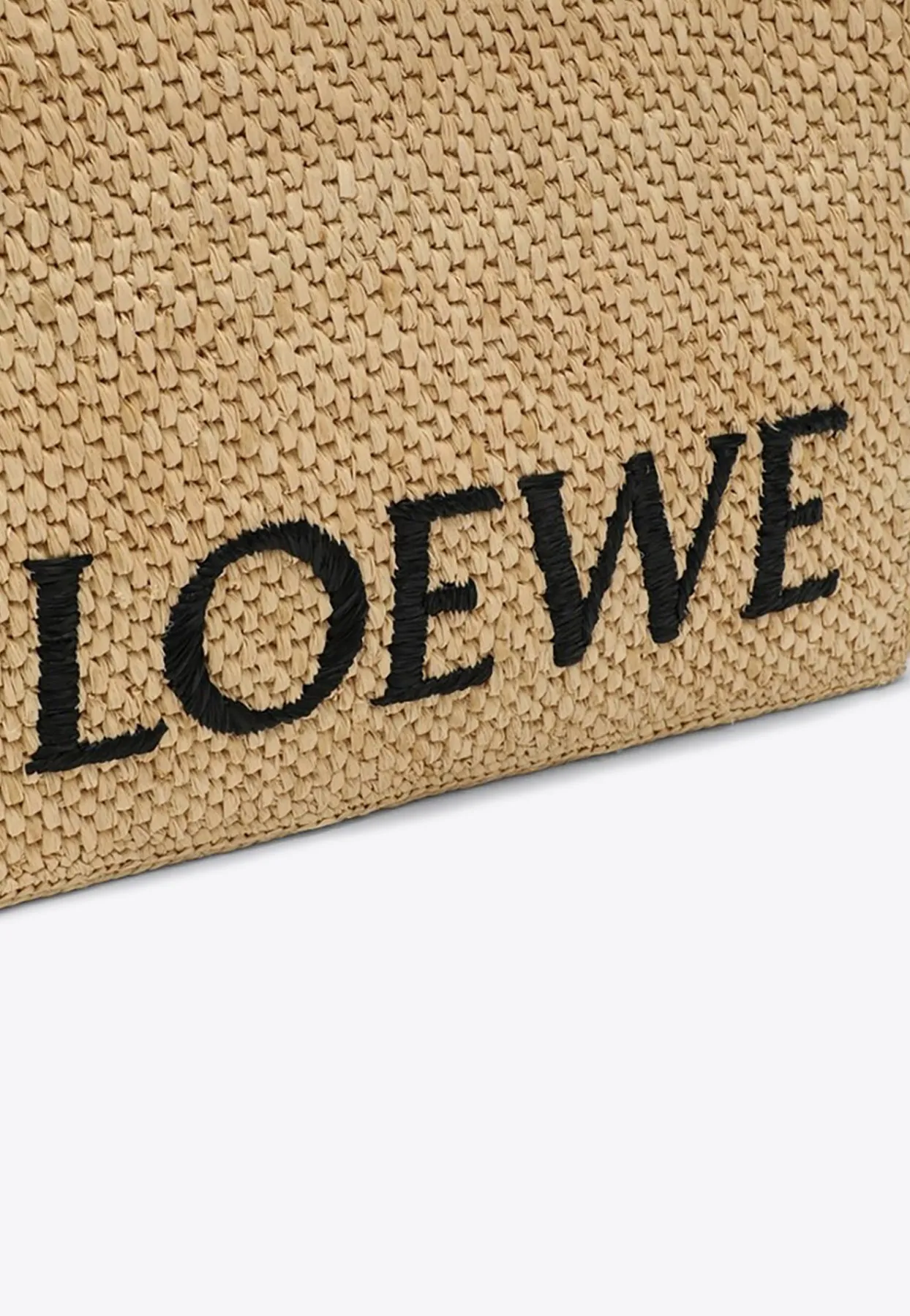 Logo Font Raffia Tote Bag