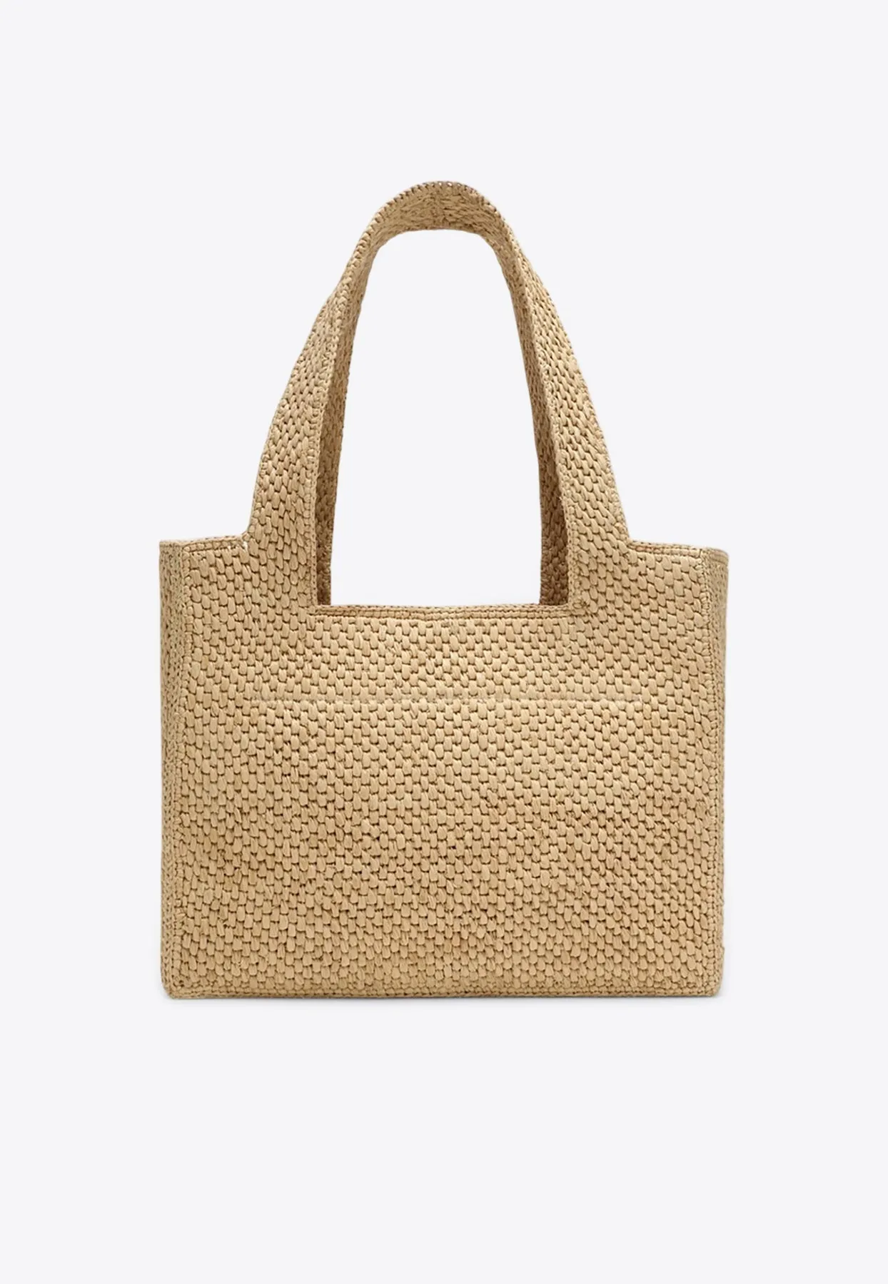 Logo Font Raffia Tote Bag