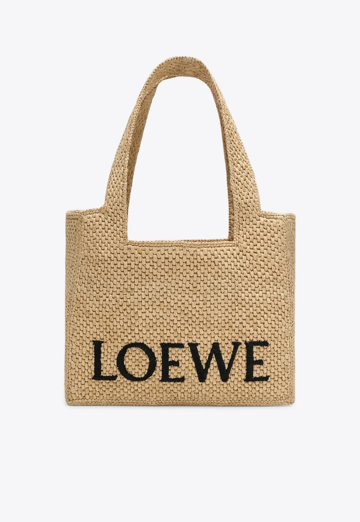 Logo Font Raffia Tote Bag