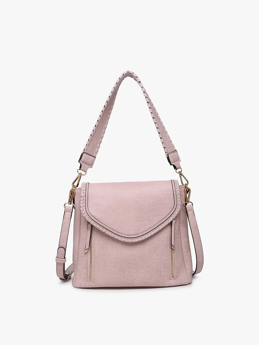 Lorelei Double Zip Whipstitch Trim Crossbody