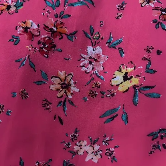 Lulu’s Hot Pink Floral Maxi Dress Medium