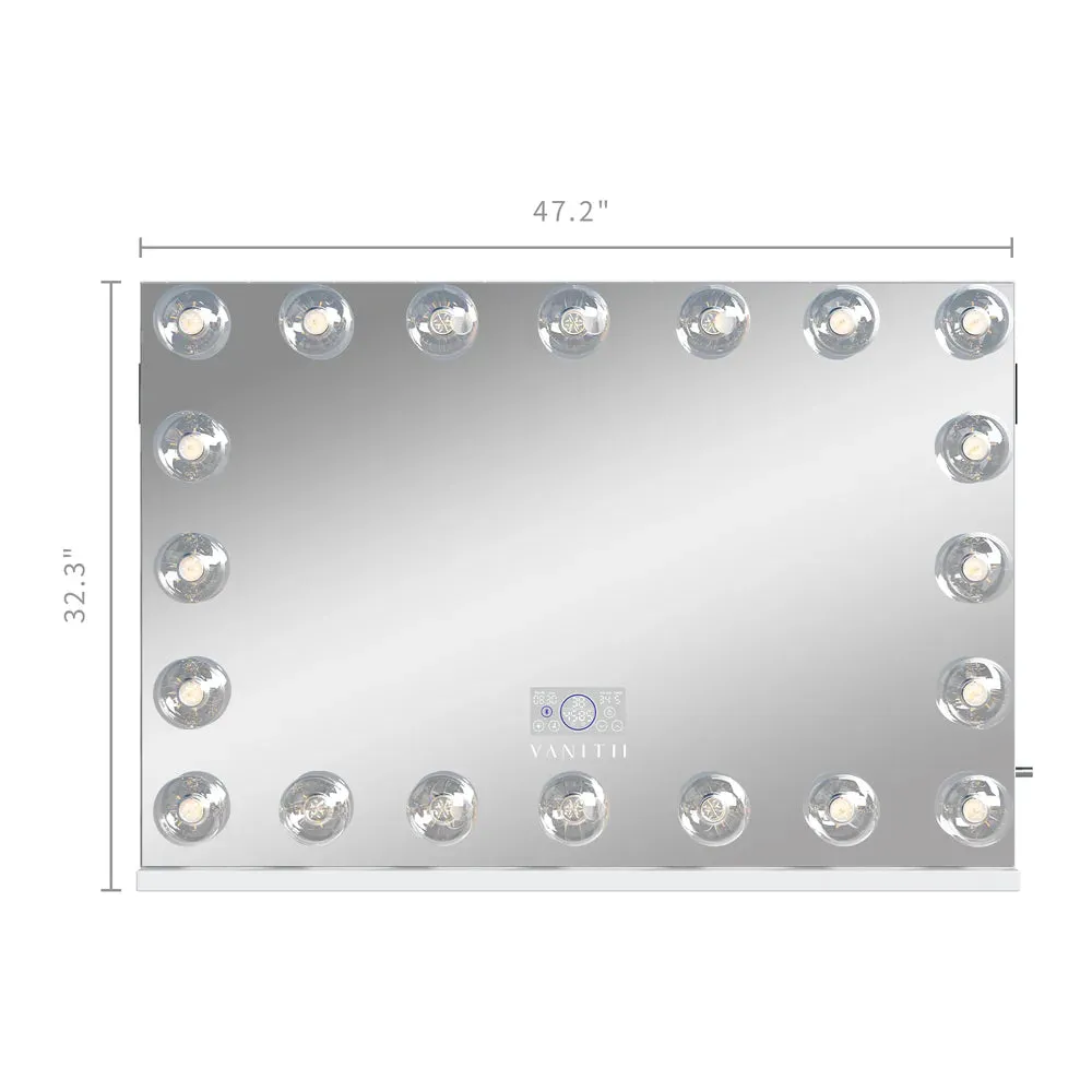 LUXE Katy Hollywood Vanity Mirror with Clear LED Bulbs and Bluetooth Speaker