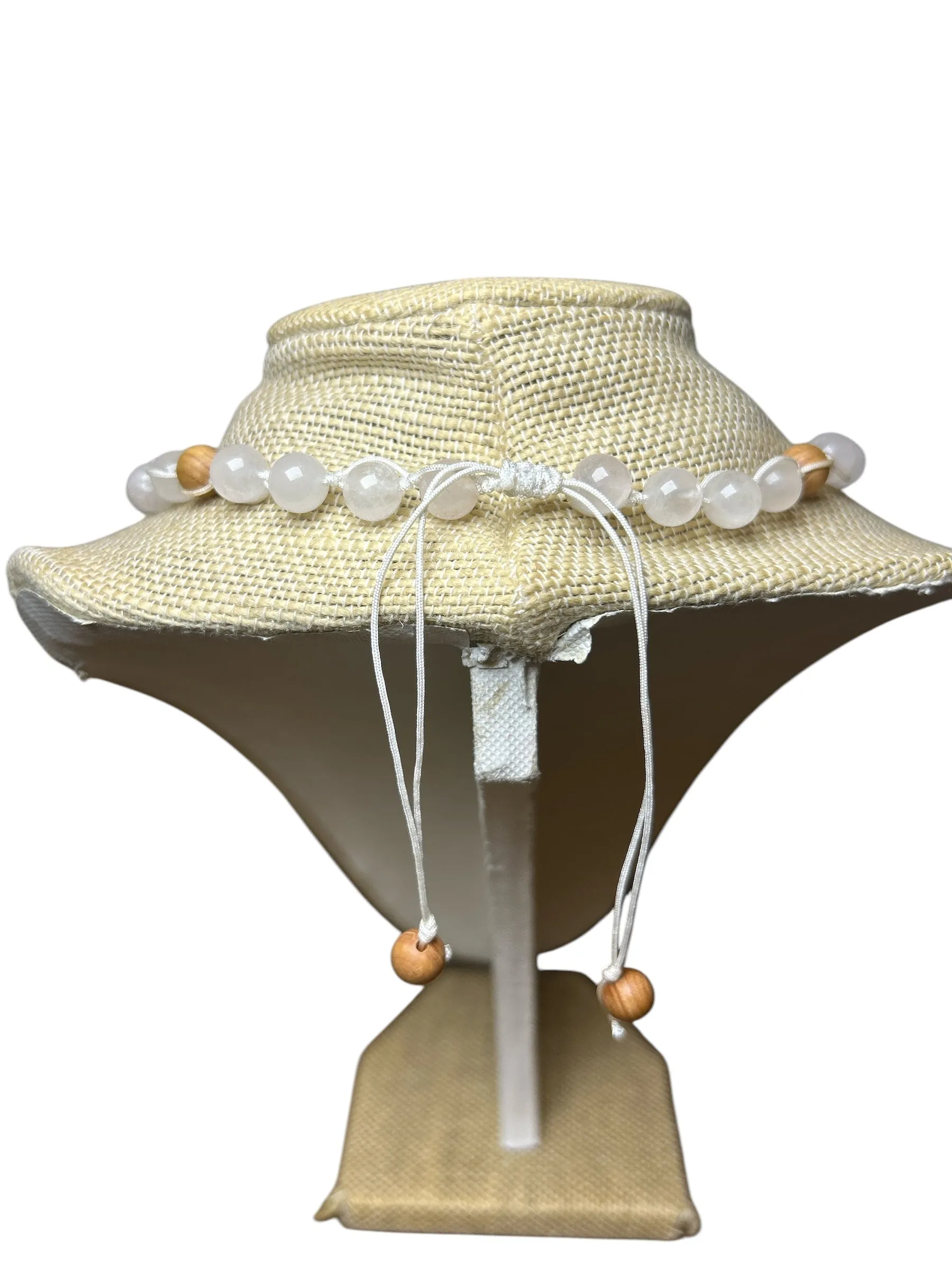 Macrame Necklace: Shark Tooth Rose Quartz