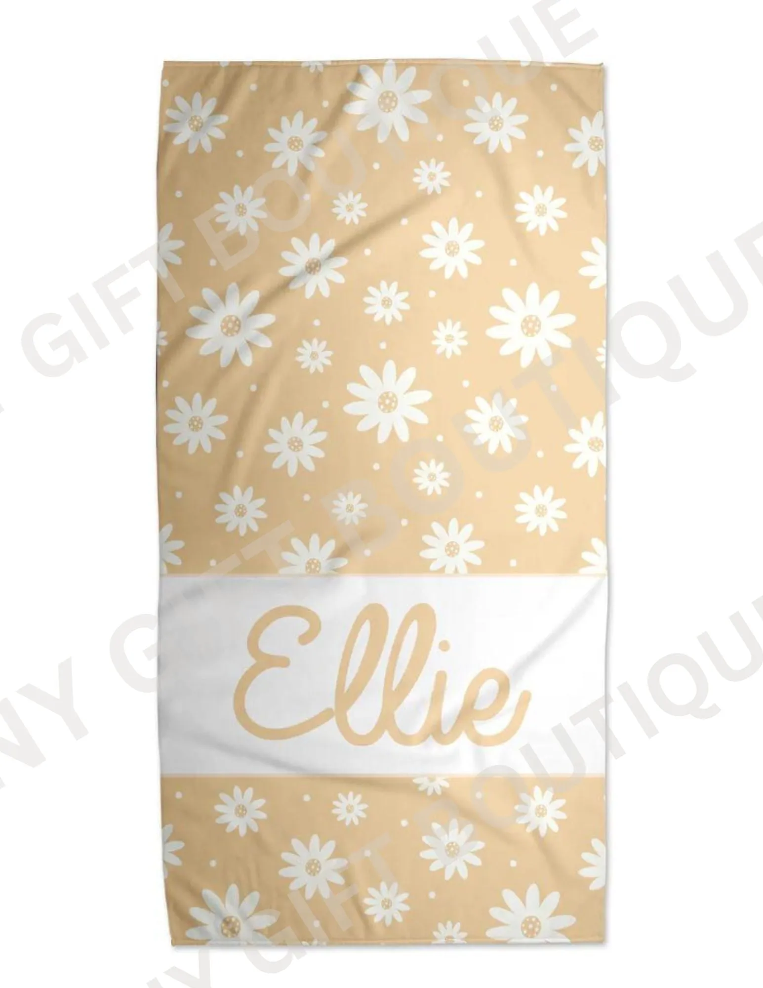 Meadow Yellow Daisy Personalized Beach Towel