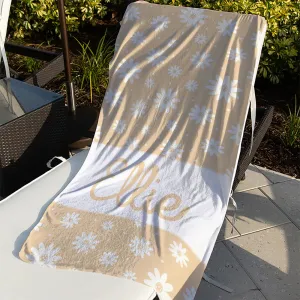 Meadow Yellow Daisy Personalized Beach Towel