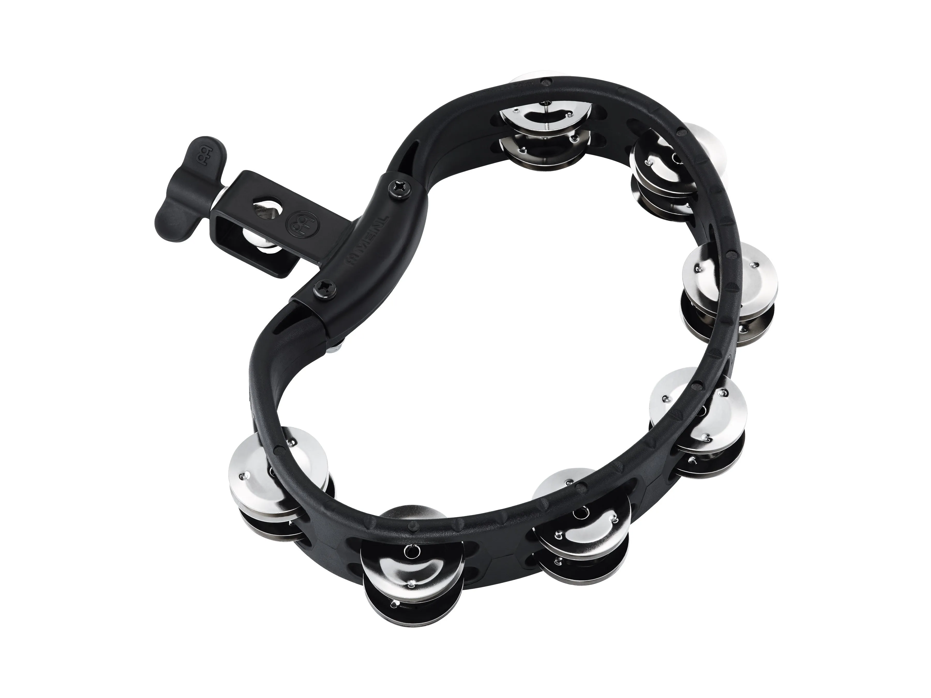 Meinl (HTMT2BK) Mountable ABS Tambourine - Stainless Steel Jingles - Black