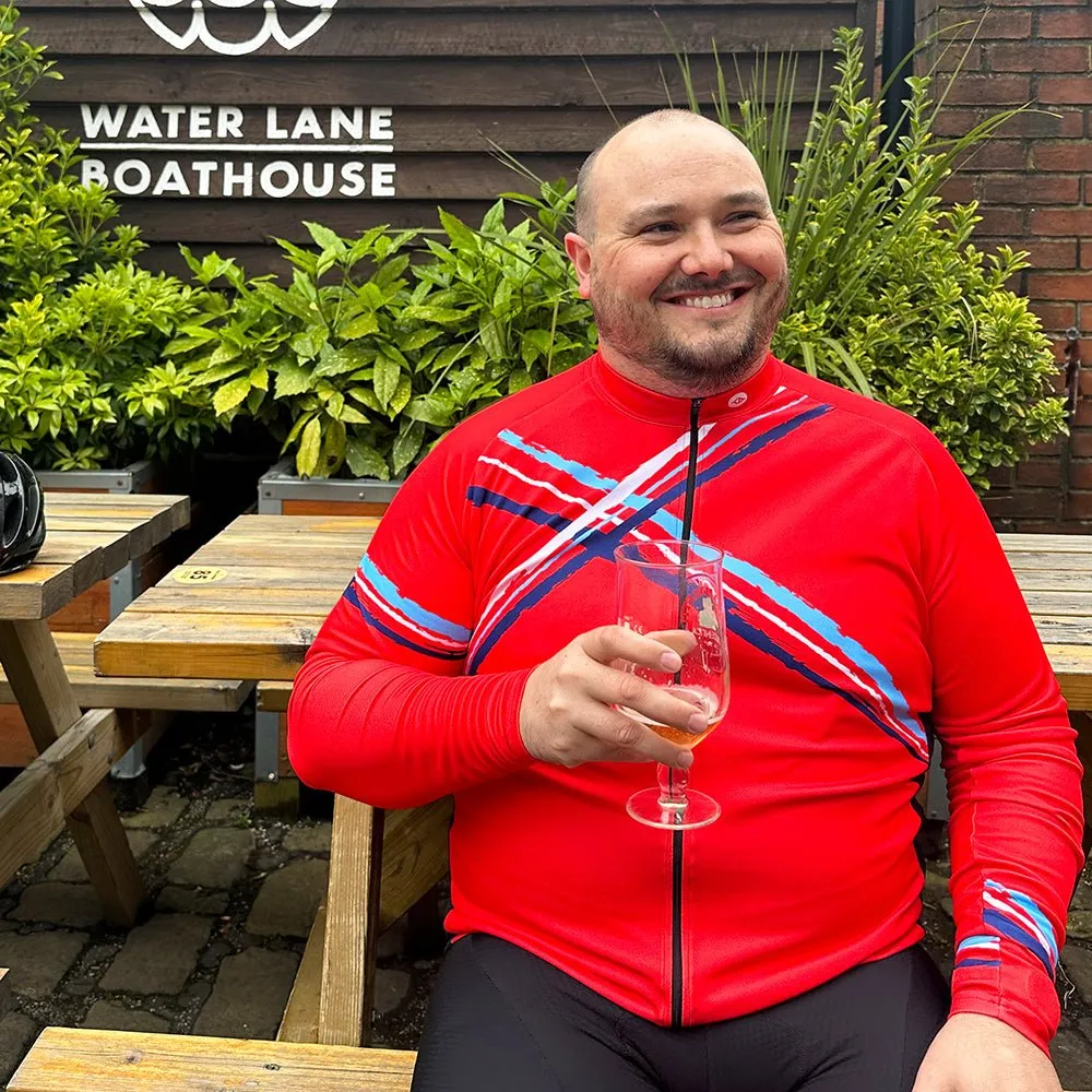 Mens Cross Red Long Sleeve Cycling Jersey