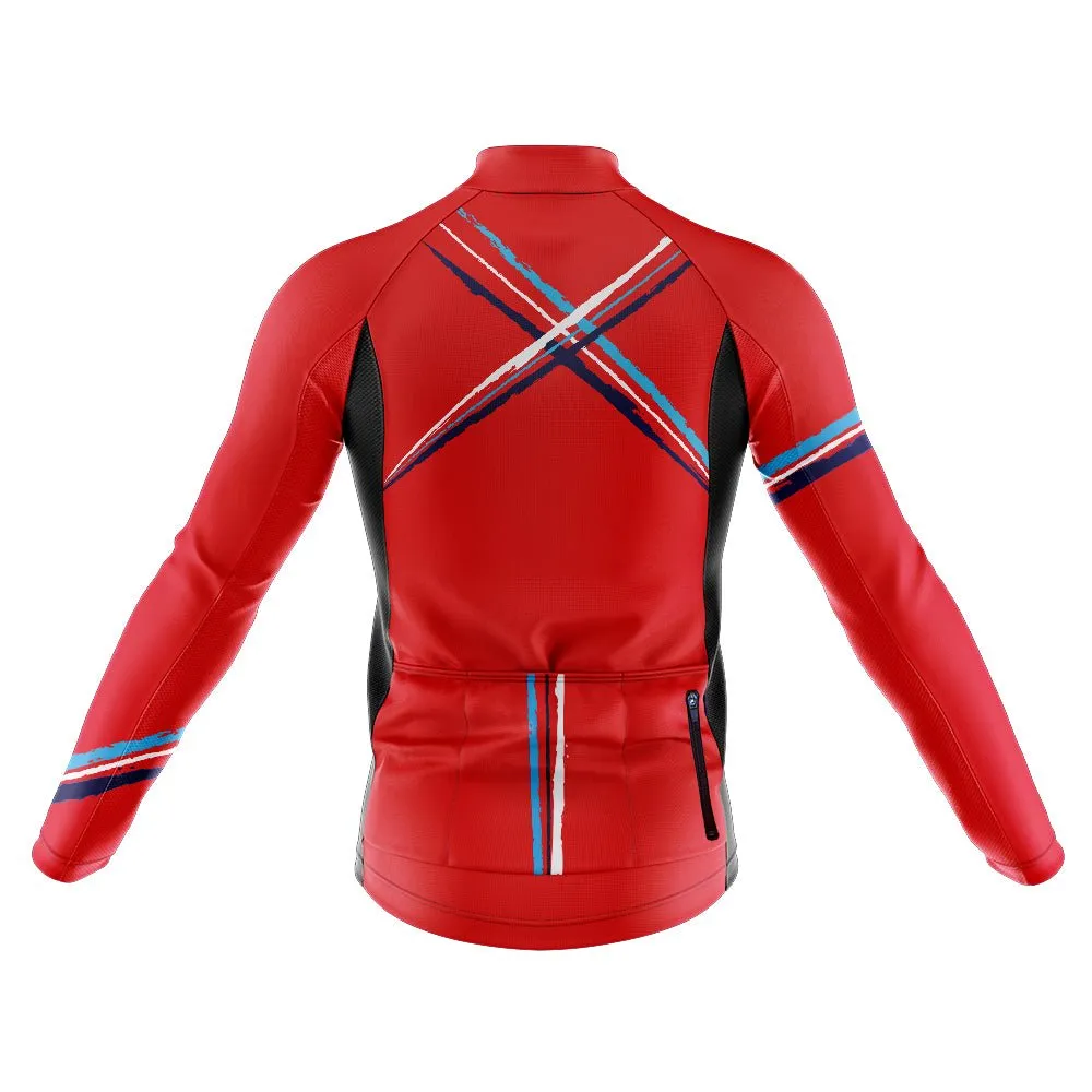 Mens Cross Red Long Sleeve Cycling Jersey