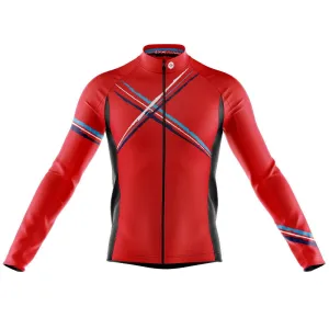 Mens Cross Red Long Sleeve Cycling Jersey