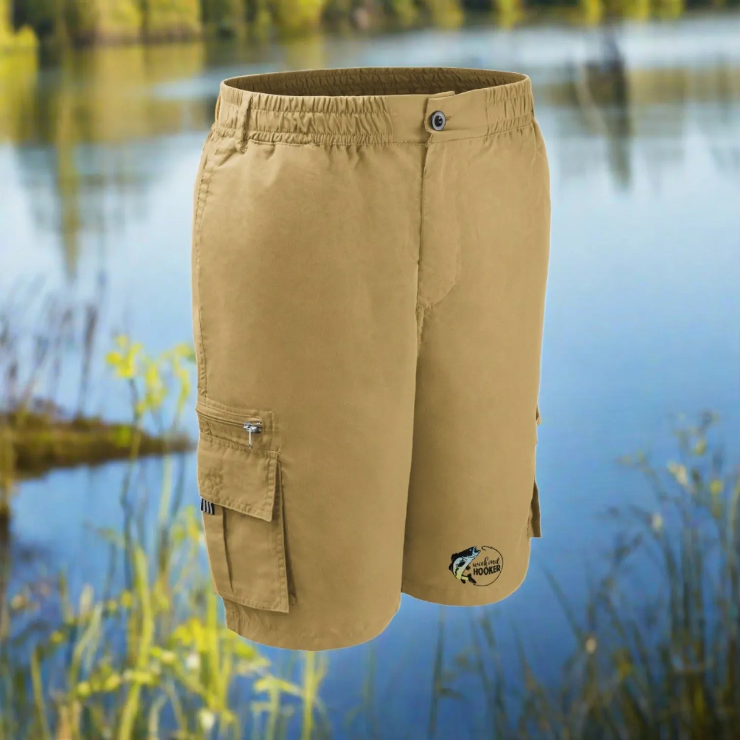 Men's Khaki Funny Weekend Hooker Graphic Cargo Shorts