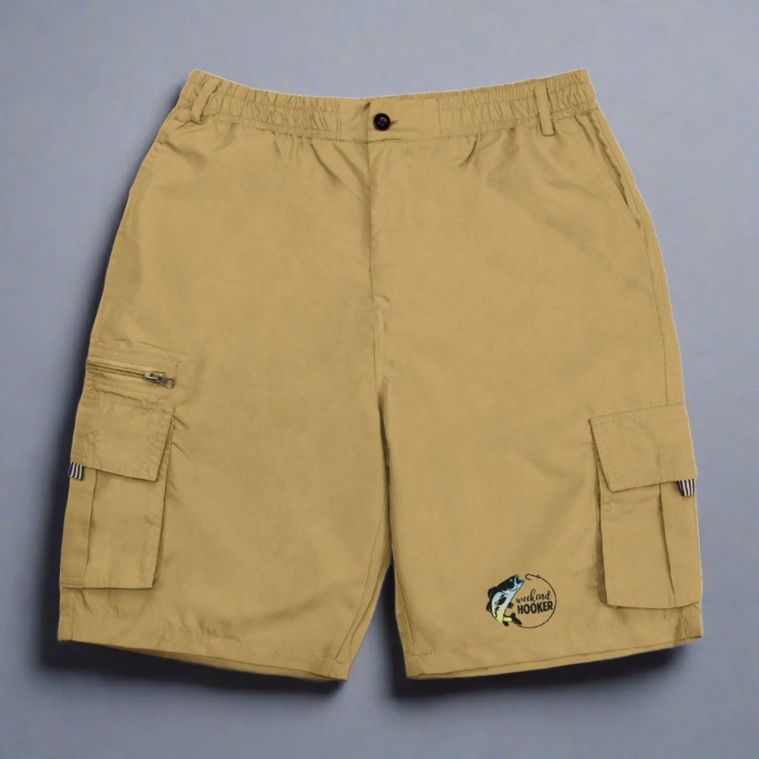 Men's Khaki Funny Weekend Hooker Graphic Cargo Shorts