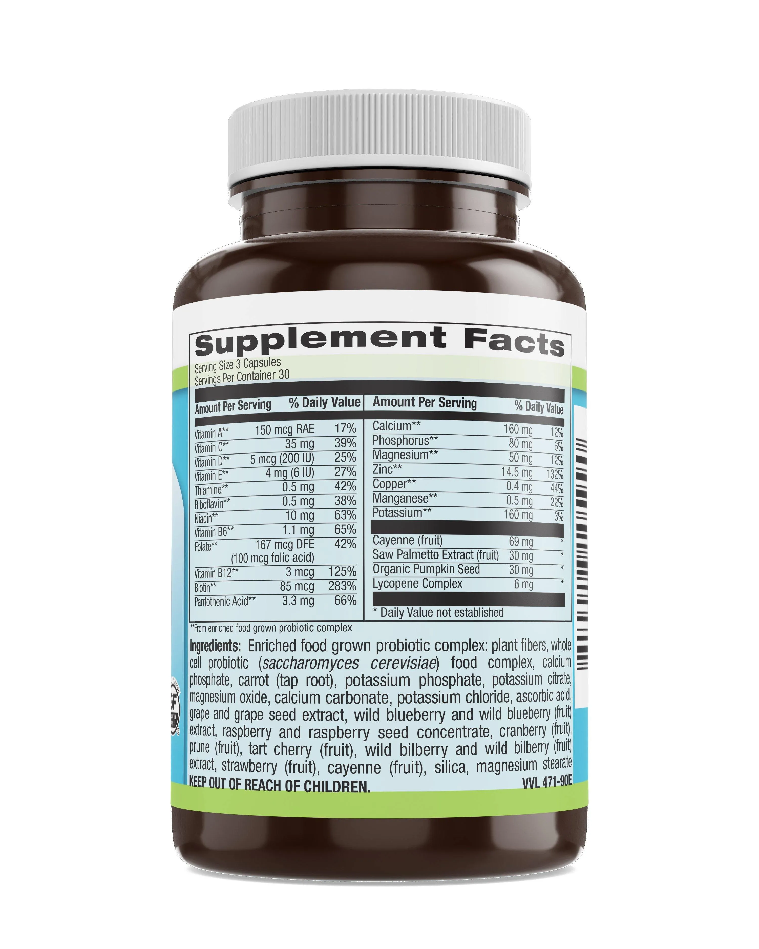 Men's Multi Veg Caps - Whole Food Essentials   90 Count