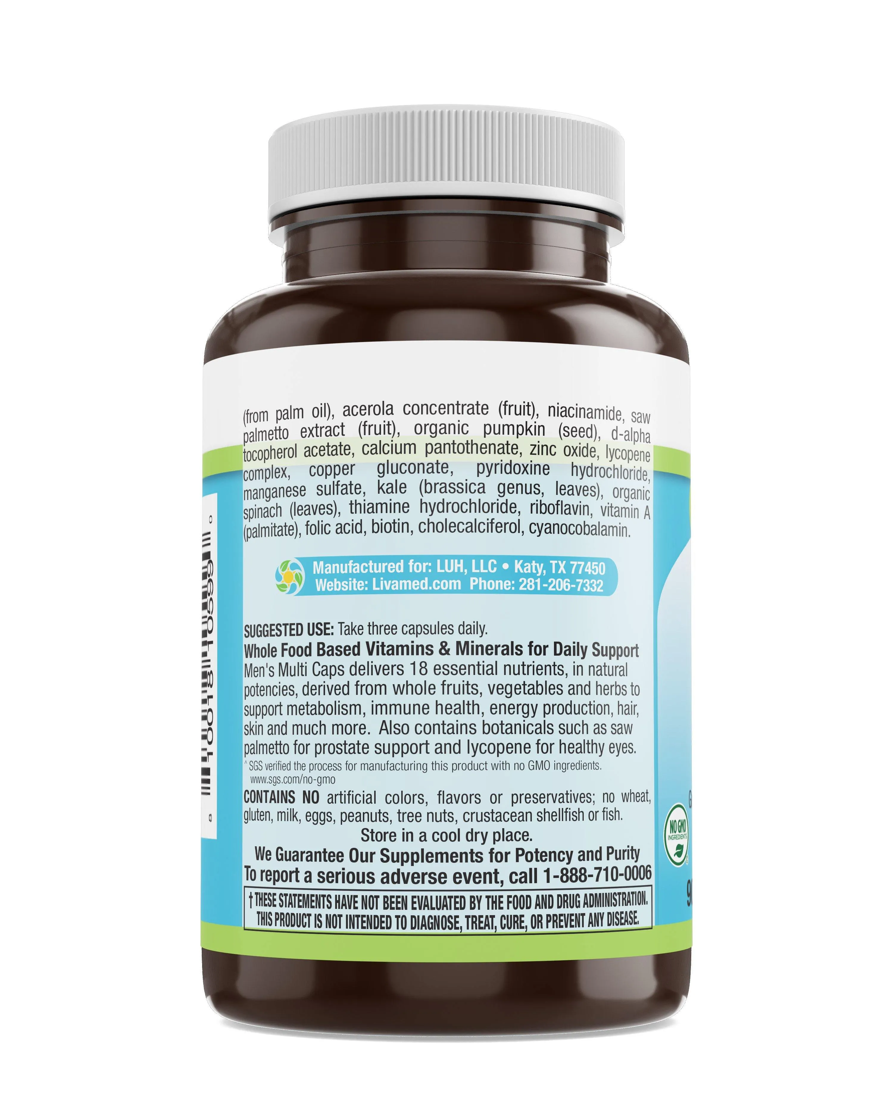 Men's Multi Veg Caps - Whole Food Essentials   90 Count