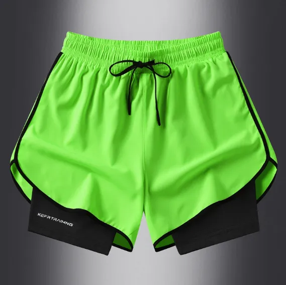 Men's Shorts Casual Men 2 in 1 Compression Fitness Beach Bottoms Quick Dry Training Jogging Short Pants