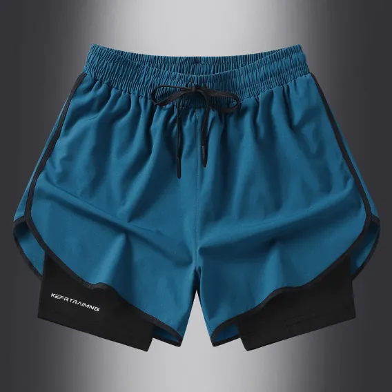 Men's Shorts Casual Men 2 in 1 Compression Fitness Beach Bottoms Quick Dry Training Jogging Short Pants