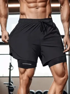 Men's Shorts Casual Men 2 in 1 Compression Fitness Beach Bottoms Quick Dry Training Jogging Short Pants