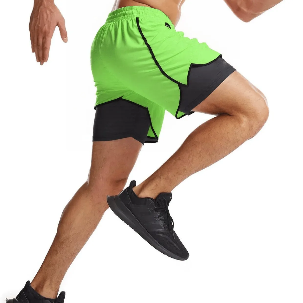 Men's Shorts Casual Men 2 in 1 Compression Fitness Beach Bottoms Quick Dry Training Jogging Short Pants