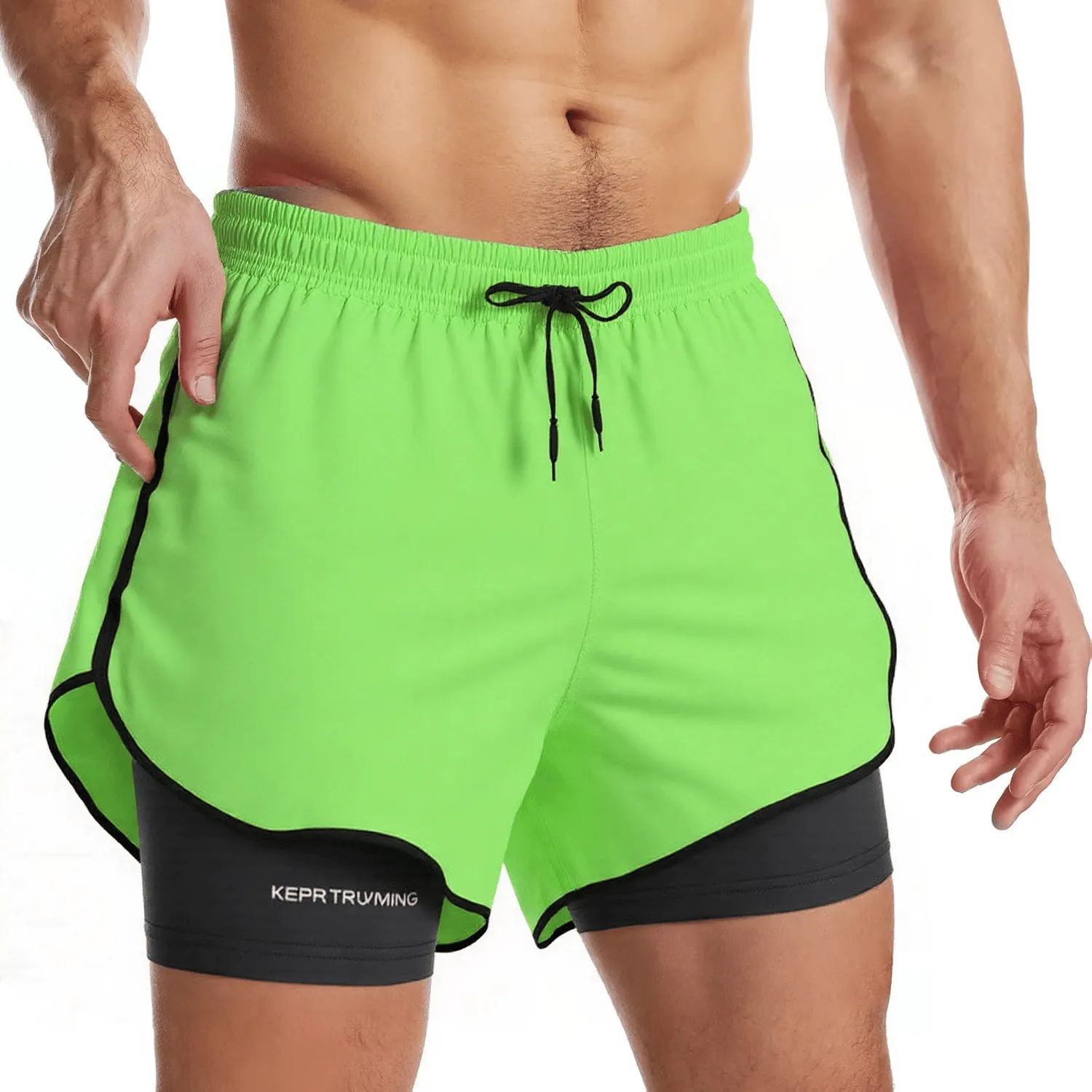 Men's Shorts Casual Men 2 in 1 Compression Fitness Beach Bottoms Quick Dry Training Jogging Short Pants