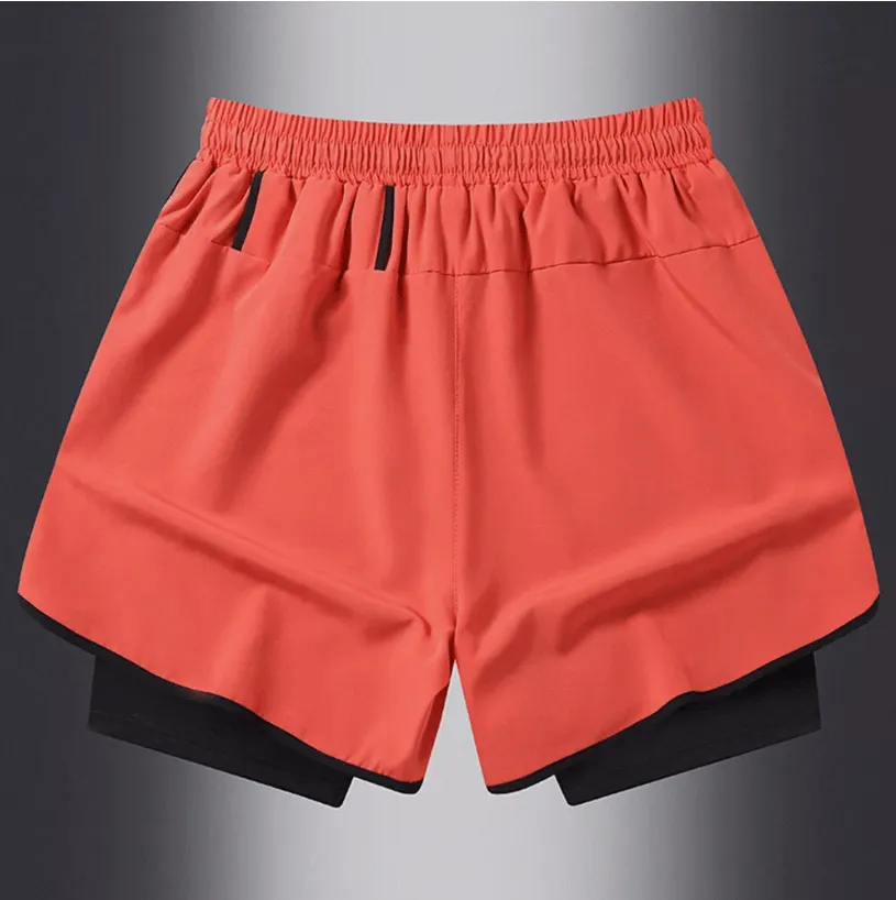 Men's Shorts Casual Men 2 in 1 Compression Fitness Beach Bottoms Quick Dry Training Jogging Short Pants