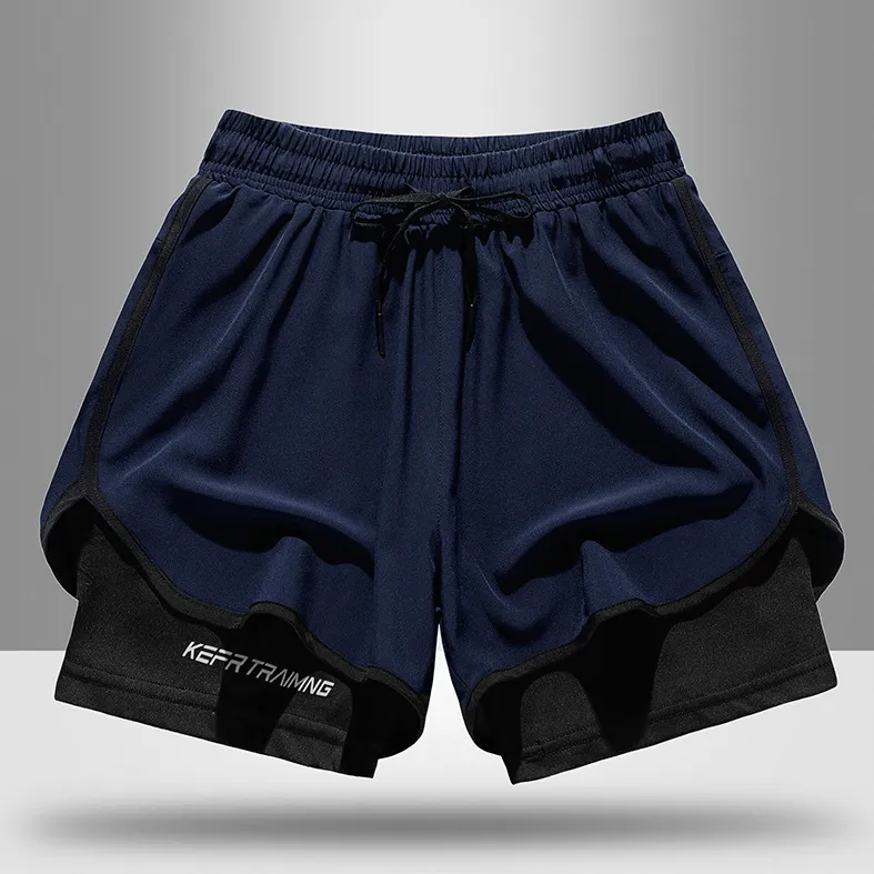 Men's Shorts Casual Men 2 in 1 Compression Fitness Beach Bottoms Quick Dry Training Jogging Short Pants