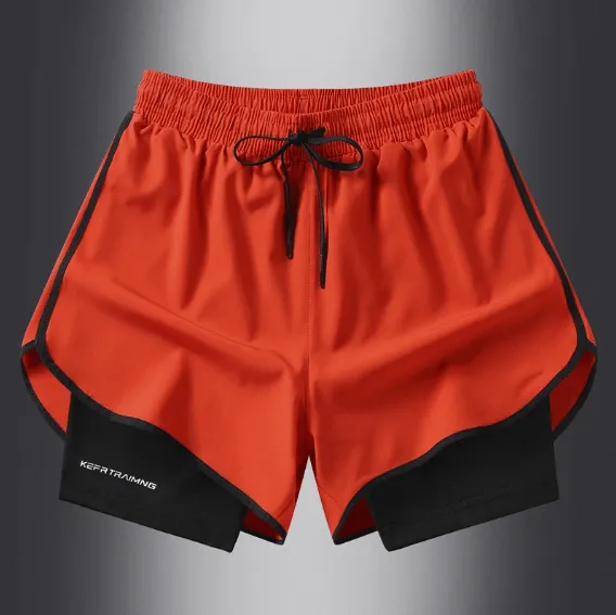 Men's Shorts Casual Men 2 in 1 Compression Fitness Beach Bottoms Quick Dry Training Jogging Short Pants