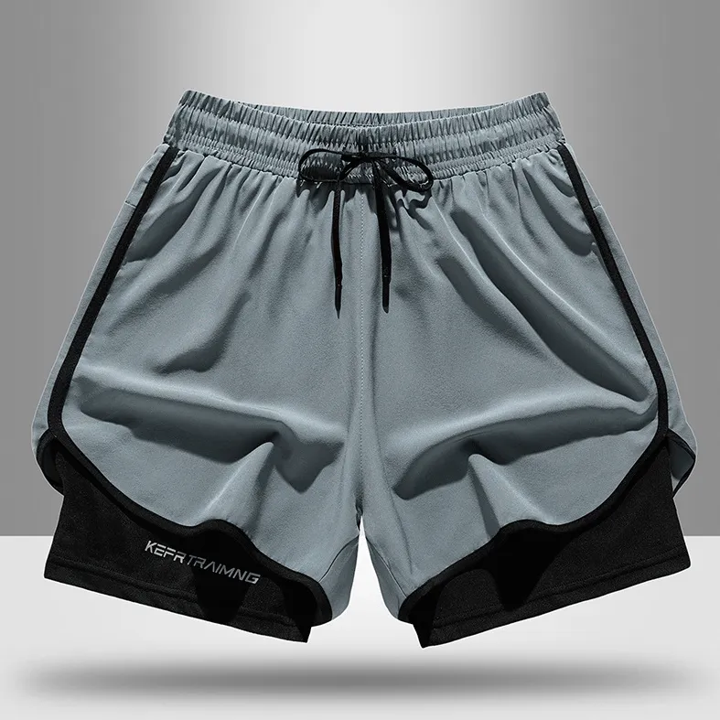 Men's Shorts Casual Men 2 in 1 Compression Fitness Beach Bottoms Quick Dry Training Jogging Short Pants