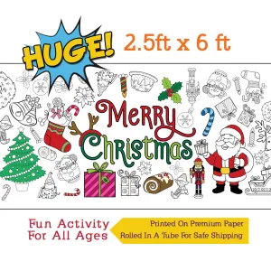 Merry Christmas Coloring Banner, Poster, Paper Table Cover