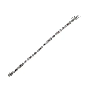 Multiple Shape Dark Orange Cubic Zirconia Bracelet (Silver)