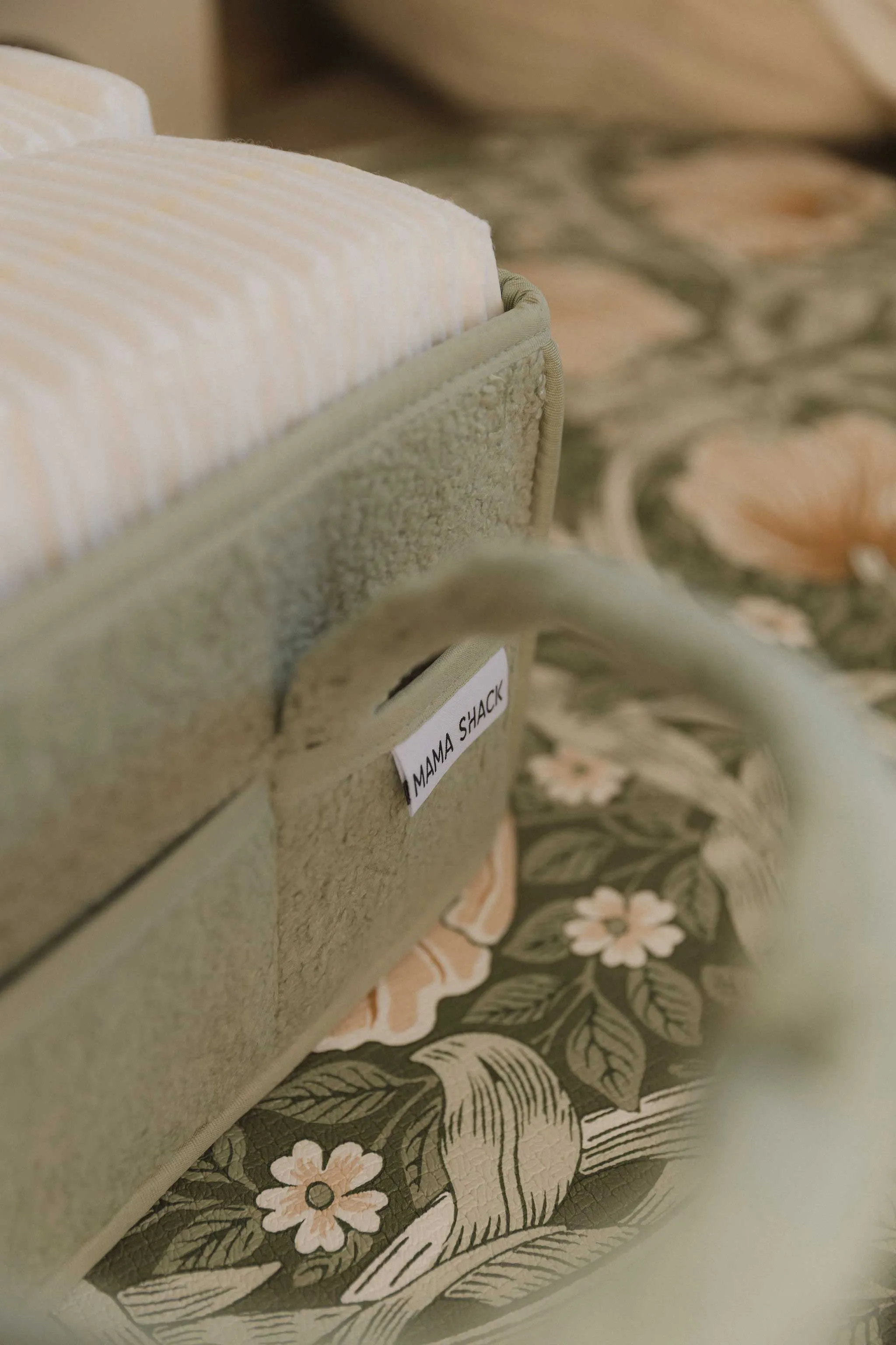 Nappy Caddy with Pockets - Teddy Fleece - Sage