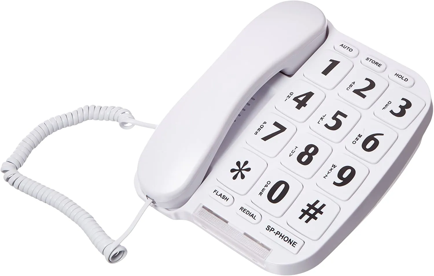 New Big Button Phone for Wall or Desk with Speaker and Memory, White!