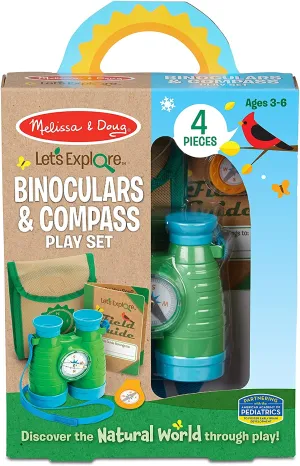New in package! LET'S EXPLORE BINOCULARS & COMPASS PLAY SET by Melissa & Doug, Ages 3-8! 5 STARS!