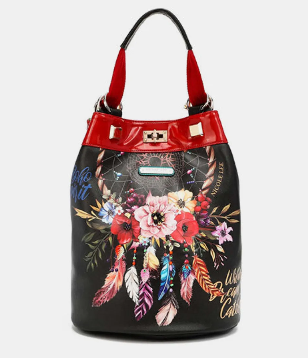 Nicole Lee USA Flower Pattern Adjustable Strap Backpack Bag