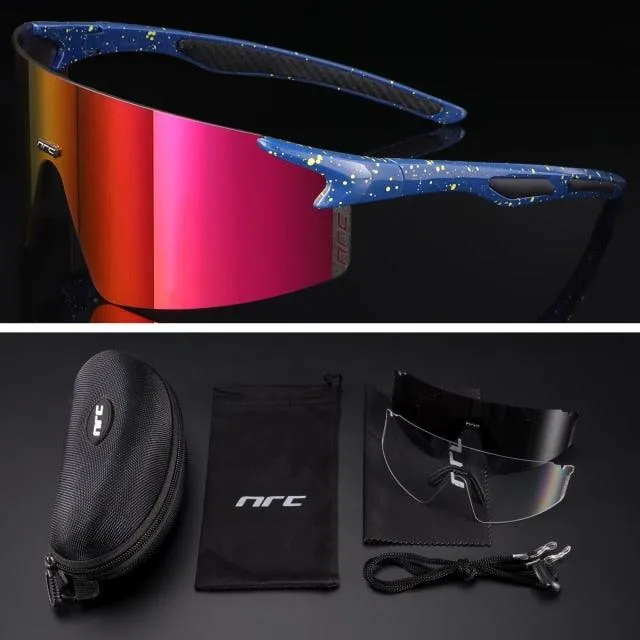 NRC 3 Lens UV400 Cycling Sunglasses TR90 Sports Bicycle Glasses