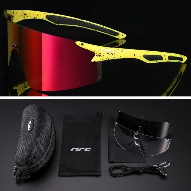 NRC 3 Lens UV400 Cycling Sunglasses TR90 Sports Bicycle Glasses