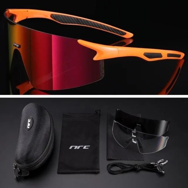 NRC 3 Lens UV400 Cycling Sunglasses TR90 Sports Bicycle Glasses