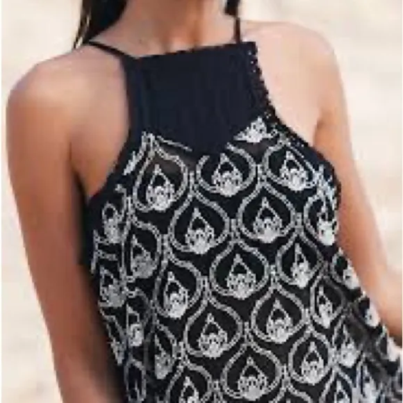 NWT!! Anthropologie SHEER EMBROIDERED MINI DRESS. Size M. Black Embroidered.