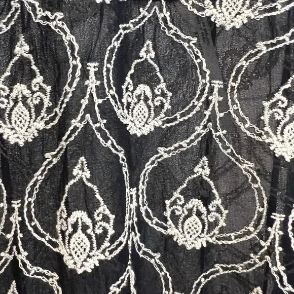 NWT!! Anthropologie SHEER EMBROIDERED MINI DRESS. Size M. Black Embroidered.